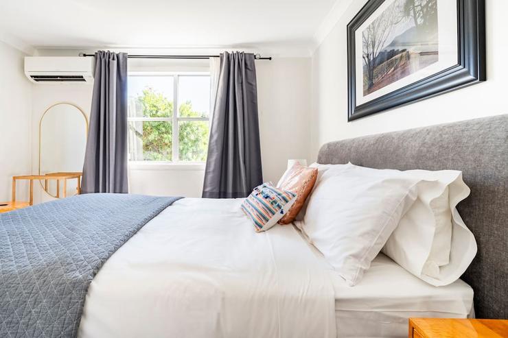 Velvet queen bed in bedroom 3 at Flamingo House Hunter Valley