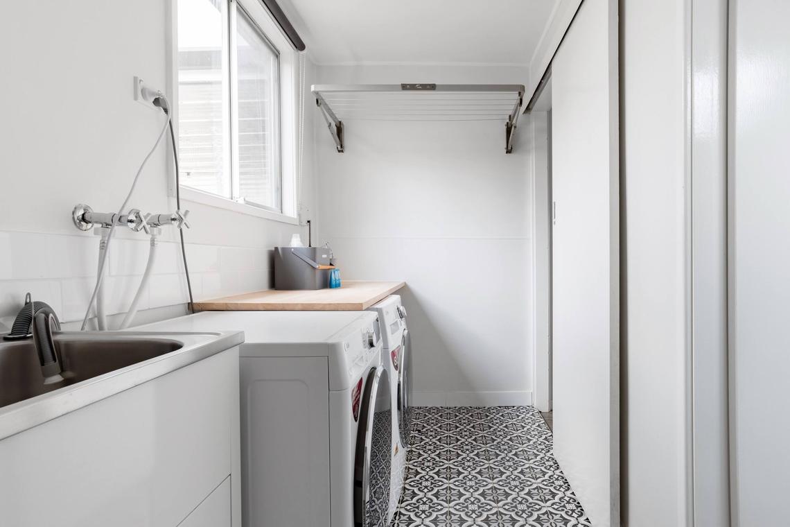 Full laundry with washing machine and dryer at Flamingo House